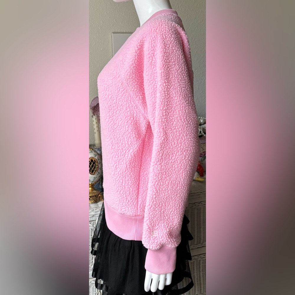 Everlane Renew Fleece Pullover Crewneck Long Sleeve Ribbed Cuffs in Pink Size XL - Picture 6 of 11